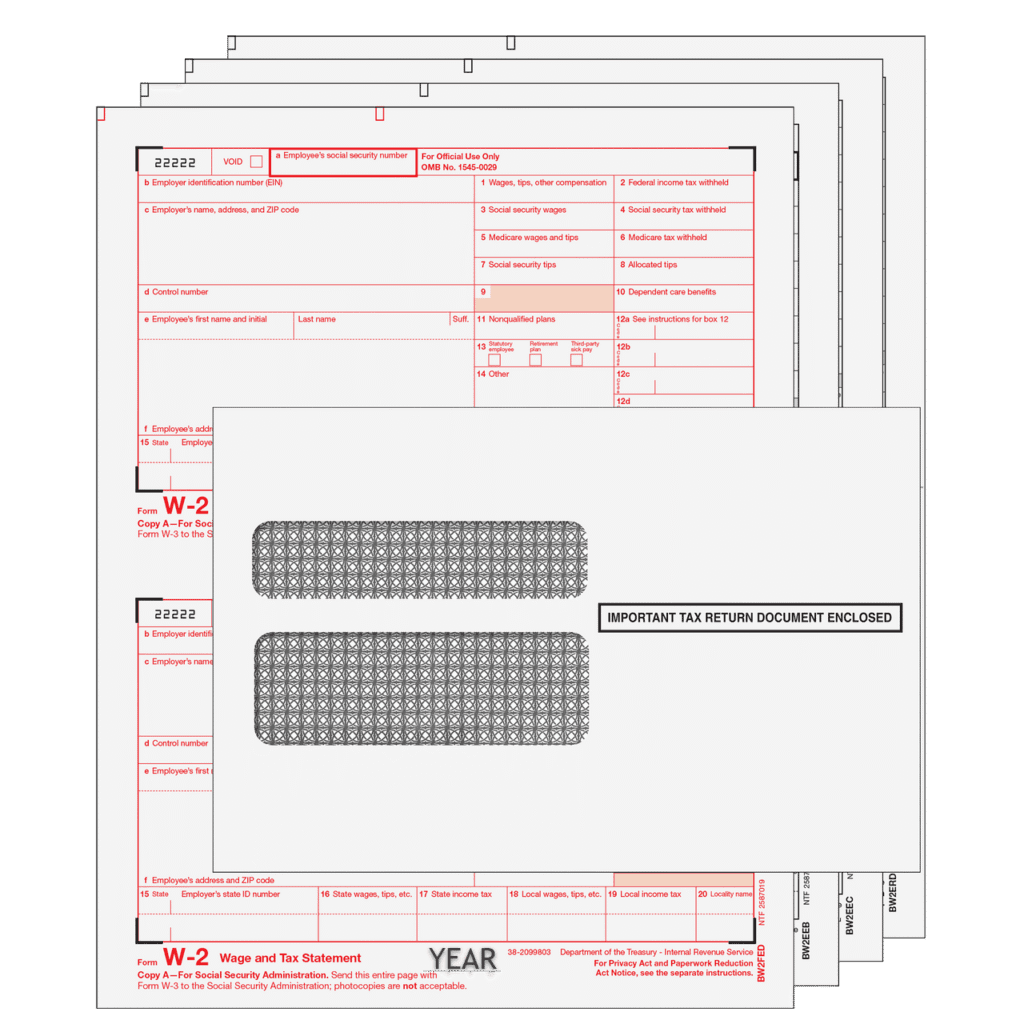 Traditional w-2 form 4-part kit with moisture seal envelopes sku w2trads4eg