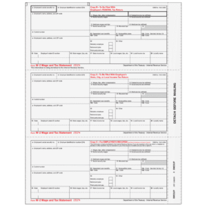 Condensed W-2 Employee Copies B/2/C - 3up