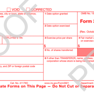 Form 3921 - Exercise of an Incentive Stock Option Under Section 422(b) - Copy A Federal