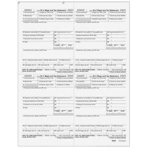 Form W-2 - Employer State/Local/File Copies 1/D - 4up Quadrants