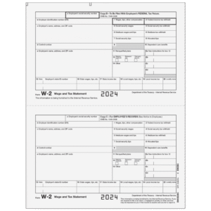 Form W-2 Employee Federal and Record Copies B/C