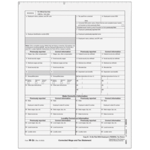 Form W-2C Corrected Employee Federal, Copy B