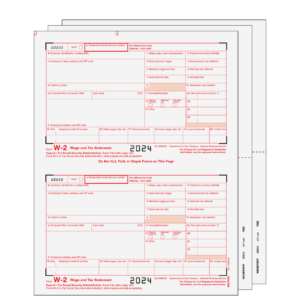 Traditional W-2 Form 4-part Set (Blank Copies with Instructions)